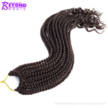 wholesale Crochet Hair Black Box Braids Hair Ends Ombre Brown Loose Wave Synthetic 18 Inch Crochet Braiding Hair